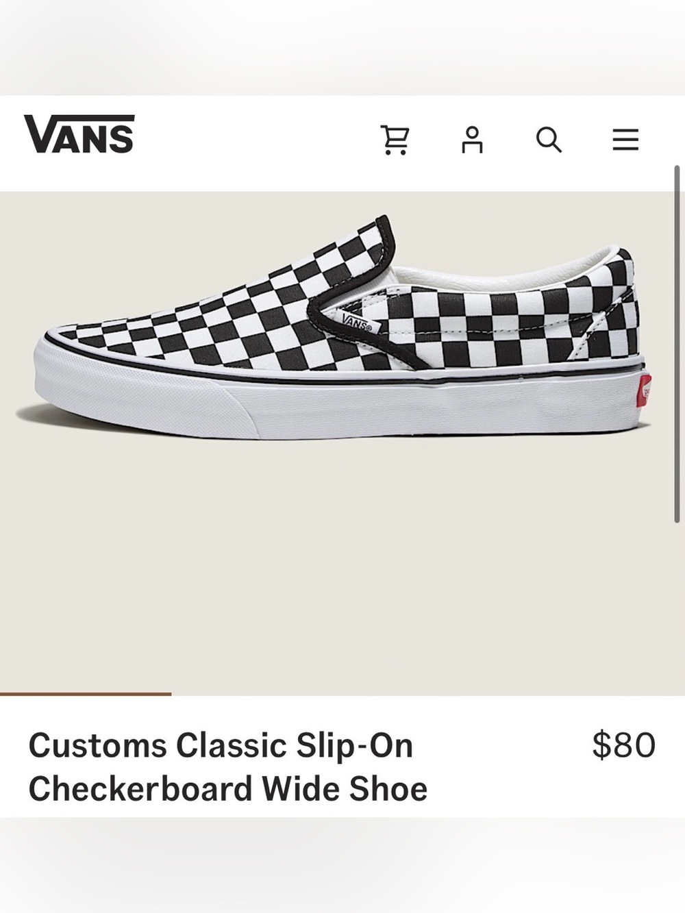 NEW Vans Checkerboard Slip-On Loafer in Black and White